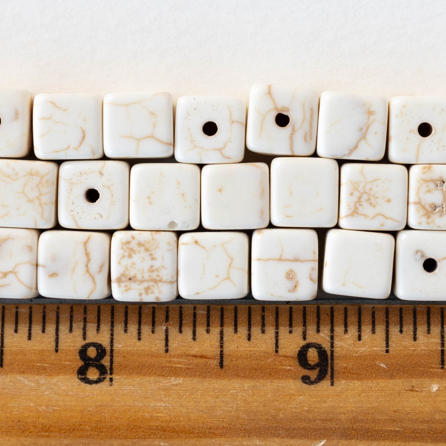 8mm Cube Beads - White - 25 Beads