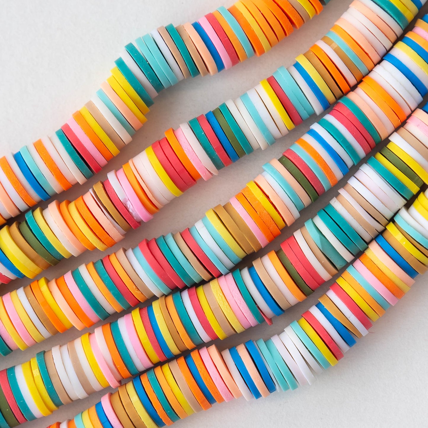 8mm Vinyl Disk Beads  - Colorful Mix - 16 inches