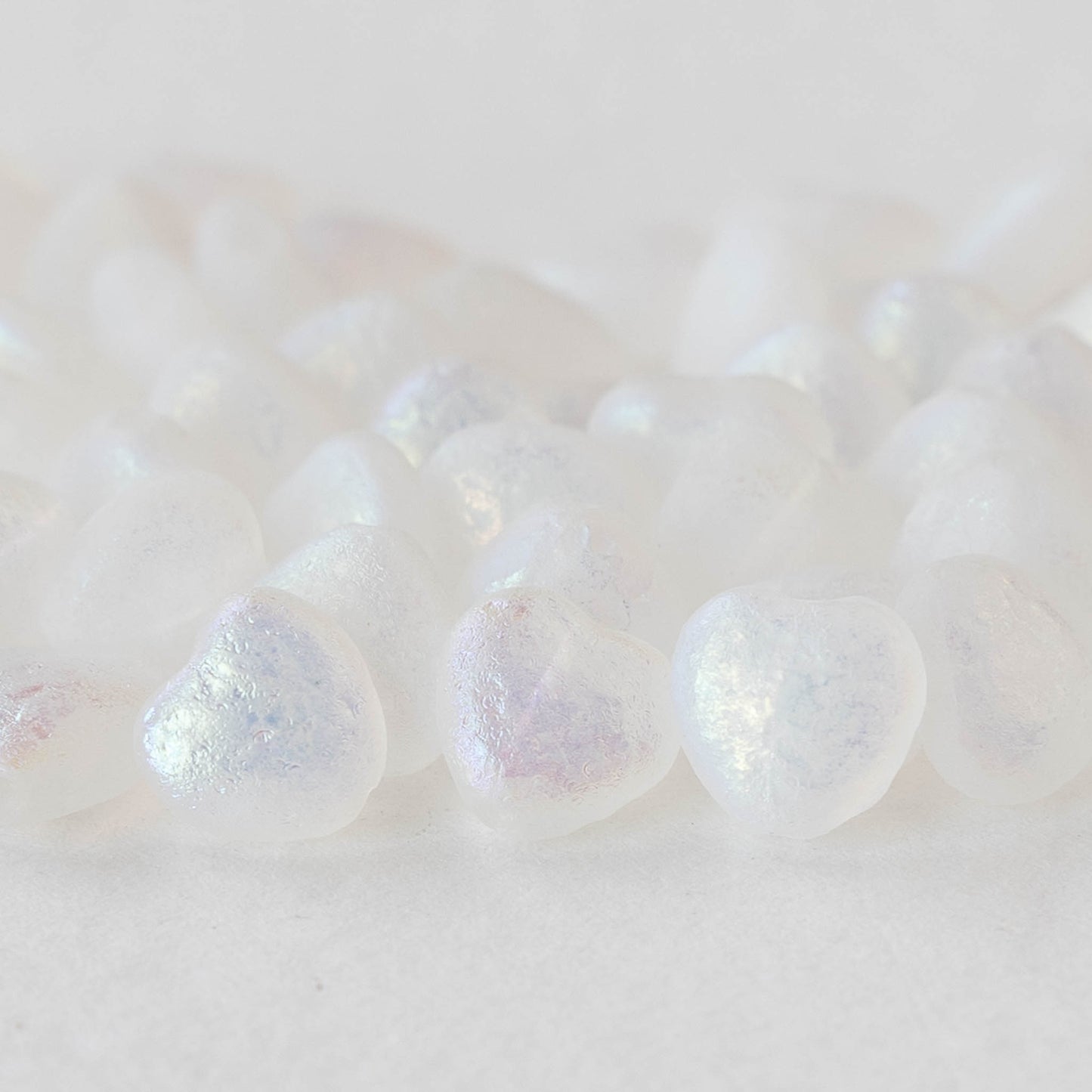 8mm Heart Bead - Etched Crystal AB - 20