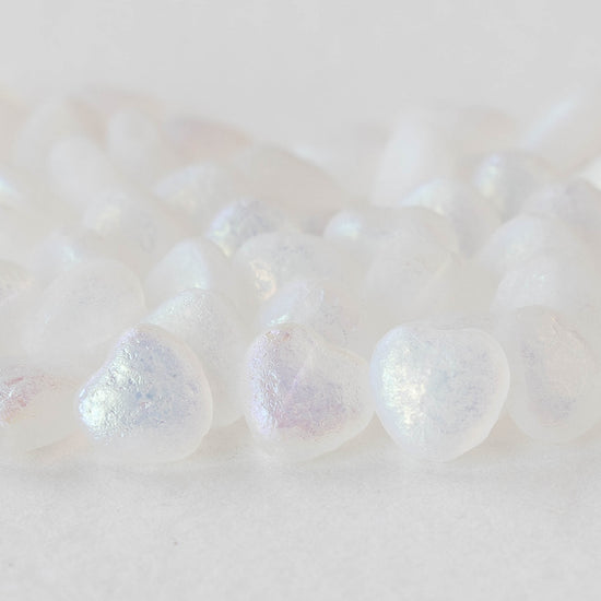 8mm Heart Bead - Etched Crystal AB - 20