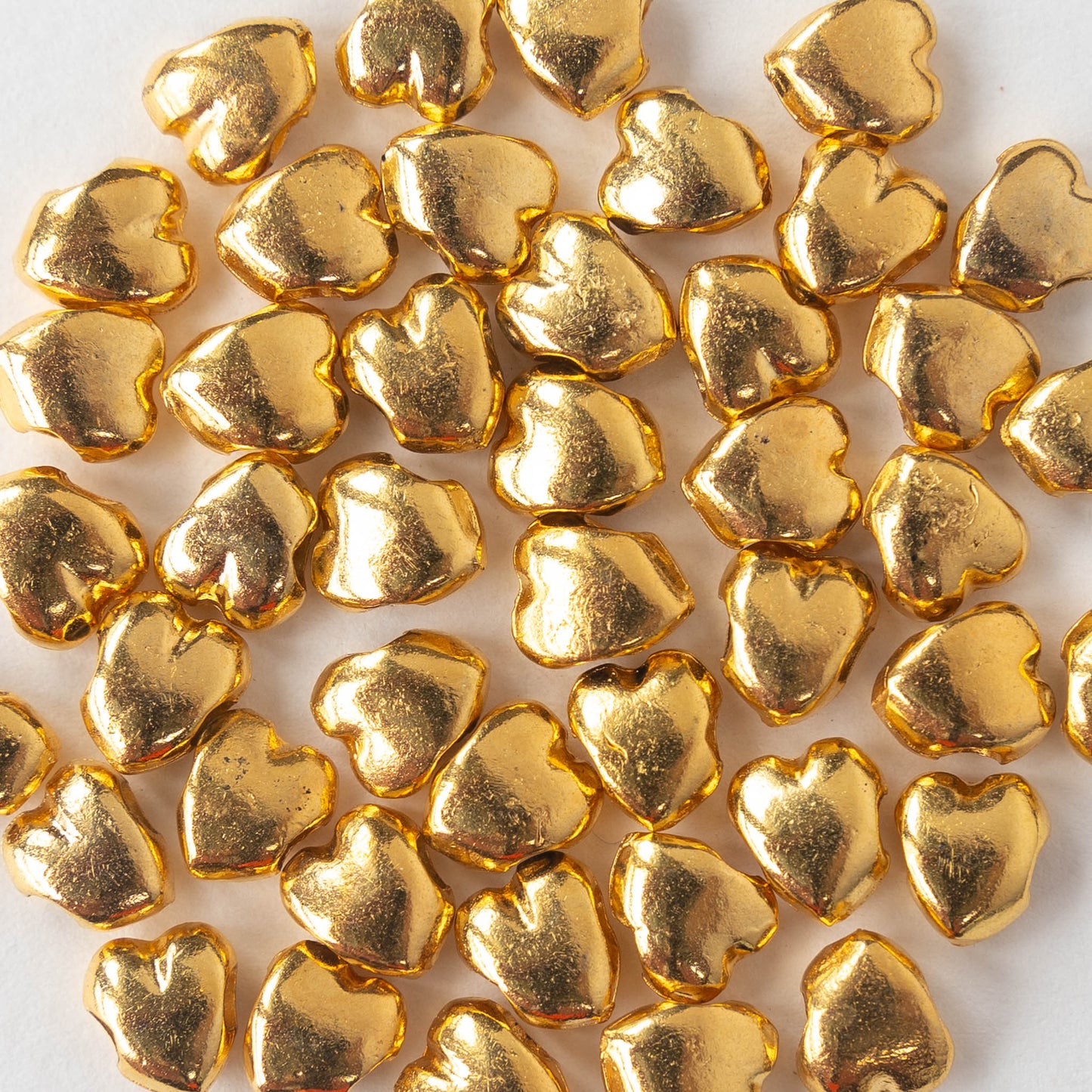 7x8mm Mykonos Metal Heart Beads - Gold - 4 beads