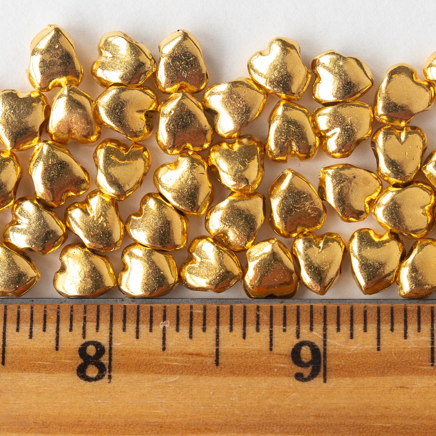 7x8mm Mykonos Metal Heart Beads - Gold - 4 beads