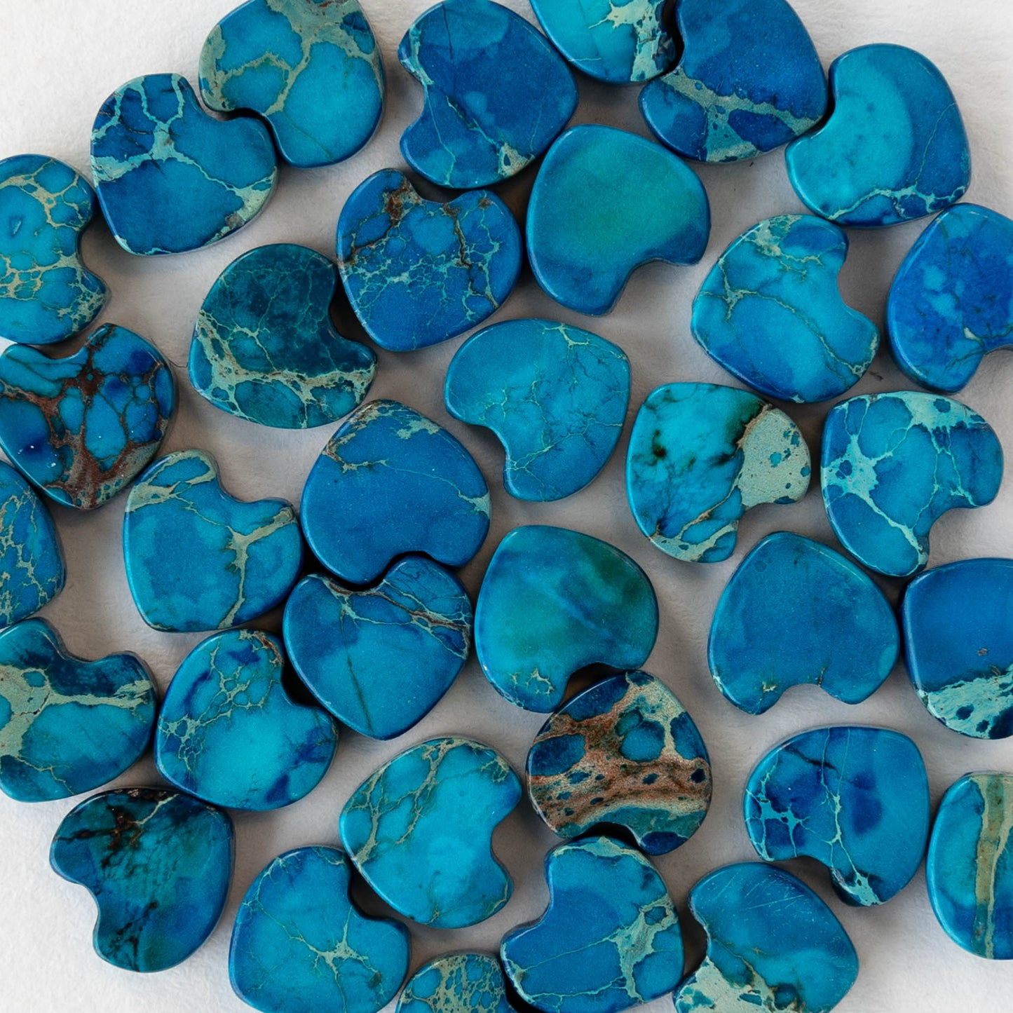 8mm Impression Jasper Heart Beads - Blue - 12 beads