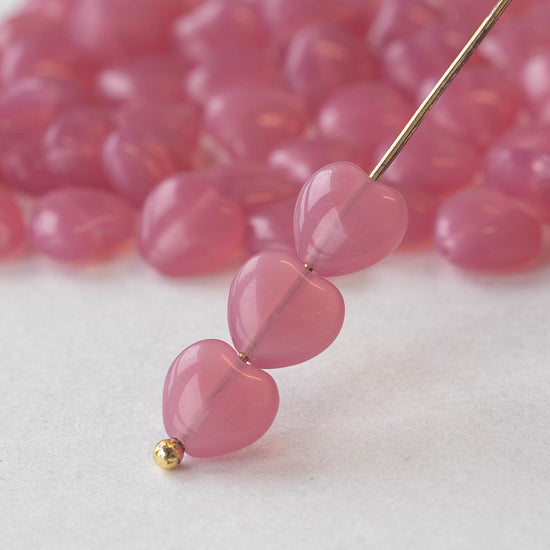 Load image into Gallery viewer, 8mm Heart Beads - Pink Opaline - 20 hearts
