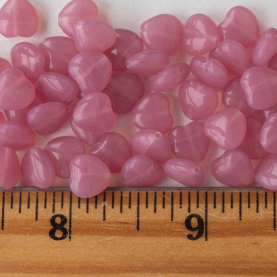 Load image into Gallery viewer, 8mm Heart Beads - Pink Opaline - 20 hearts
