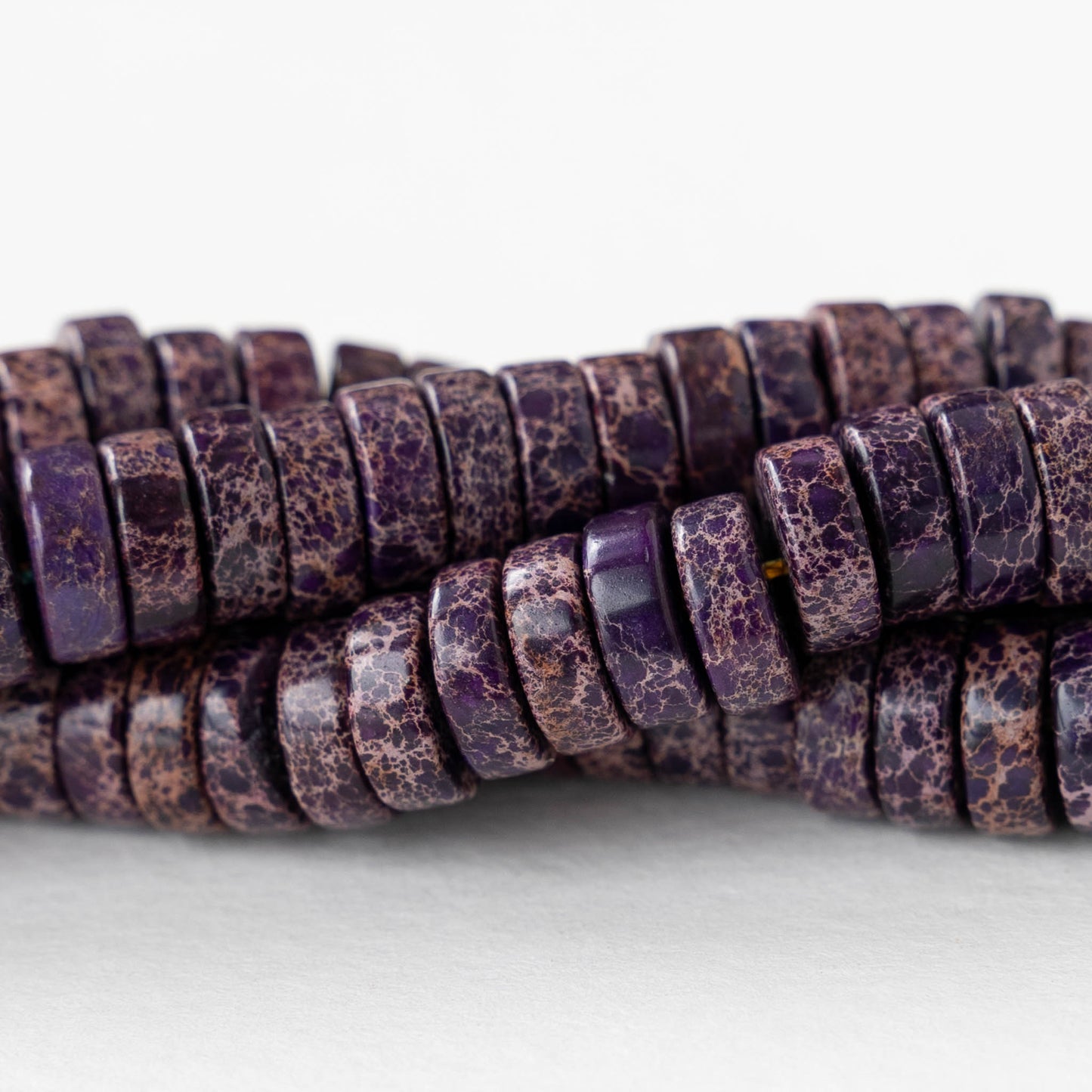 3x8mm Impression Jasper Wheel Beads - Purple - 30 Beads