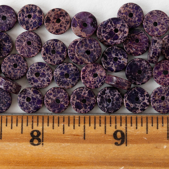 3x8mm Impression Jasper Wheel Beads - Purple - 30 Beads