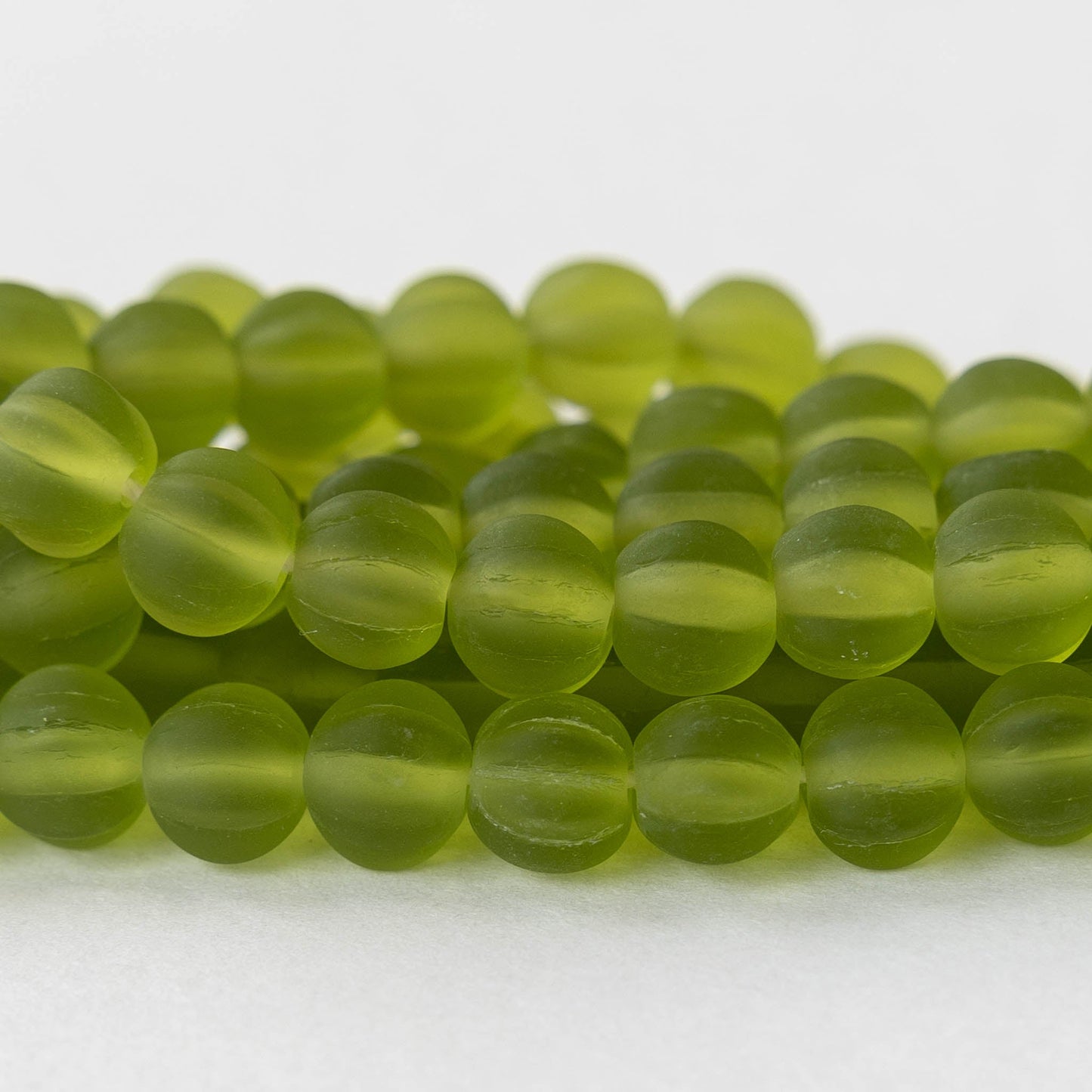 8mm Melon Bead - Lime Green Matte - 20 Beads