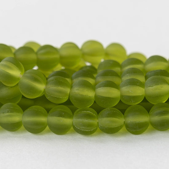 8mm Melon Bead - Lime Green Matte - 20 Beads