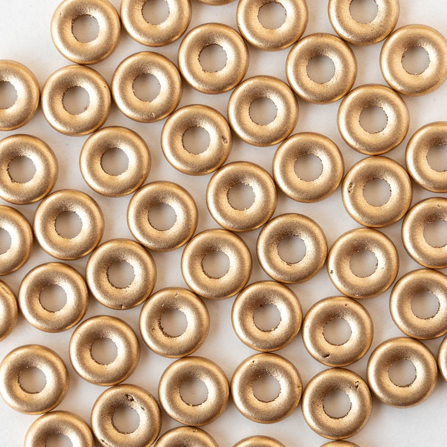 8mm Glass Ring Beads - Matte Aztec Gold - 50 or 100 Beads