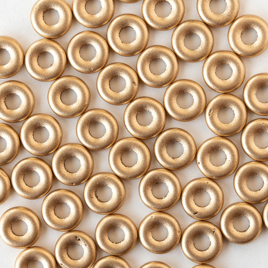 8mm Glass Ring Beads - Matte Aztec Gold - 50 or 100 Beads