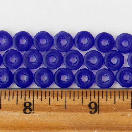 8mm Glass Ring Beads - Matte Cobalt Blue - 50 or 100 Beads