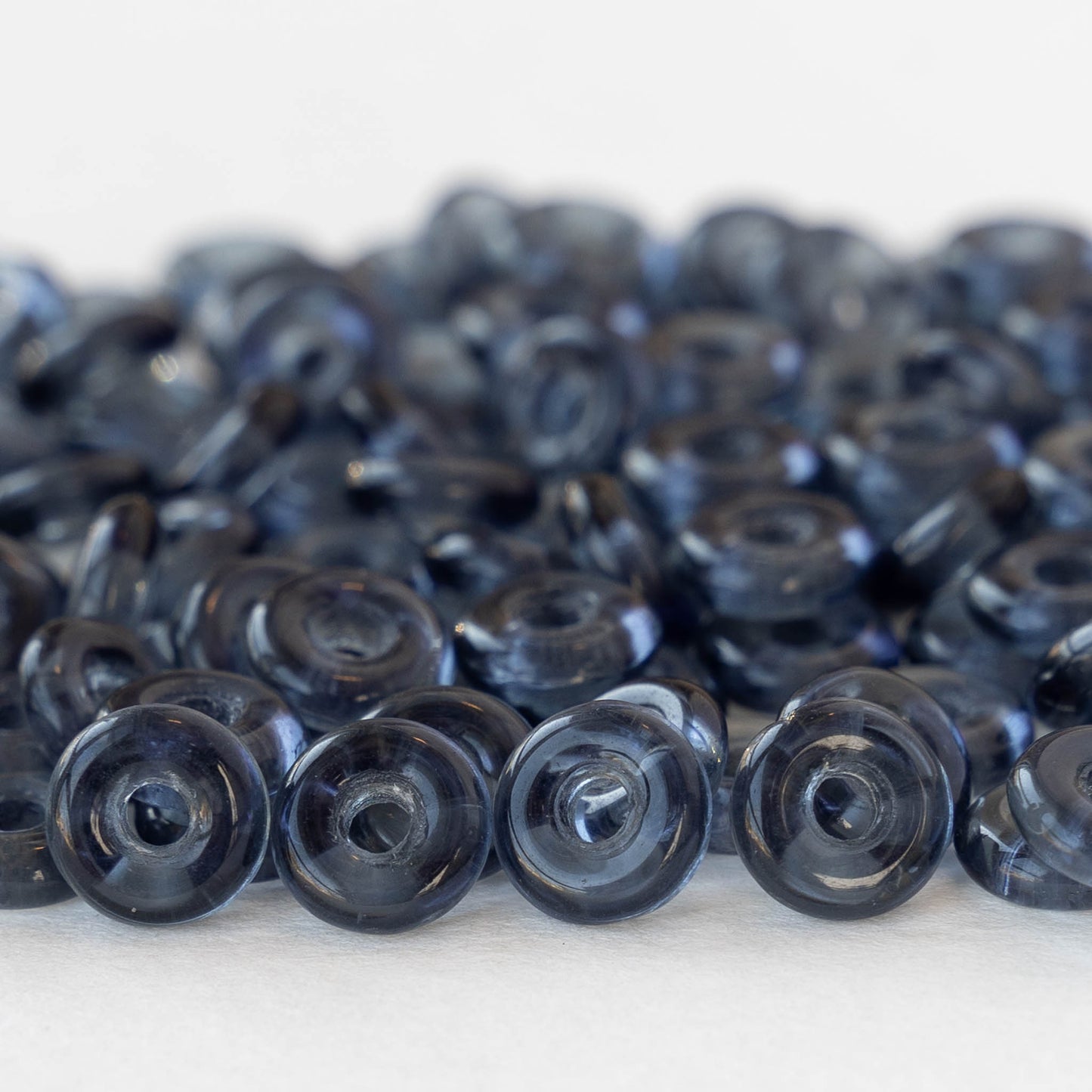 8mm Glass Ring Beads - Montana Blue - 50 or 100 Beads