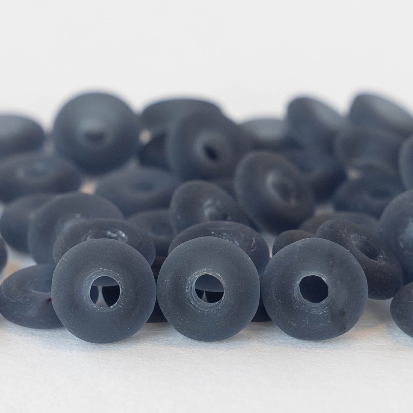 8mm Glass Ring Beads - Matte Montana Blue - 50 or 100 Beads