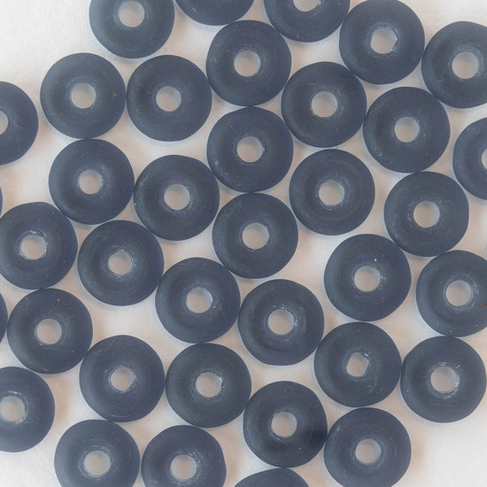 8mm Glass Ring Beads - Matte Montana Blue - 50 or 100 Beads