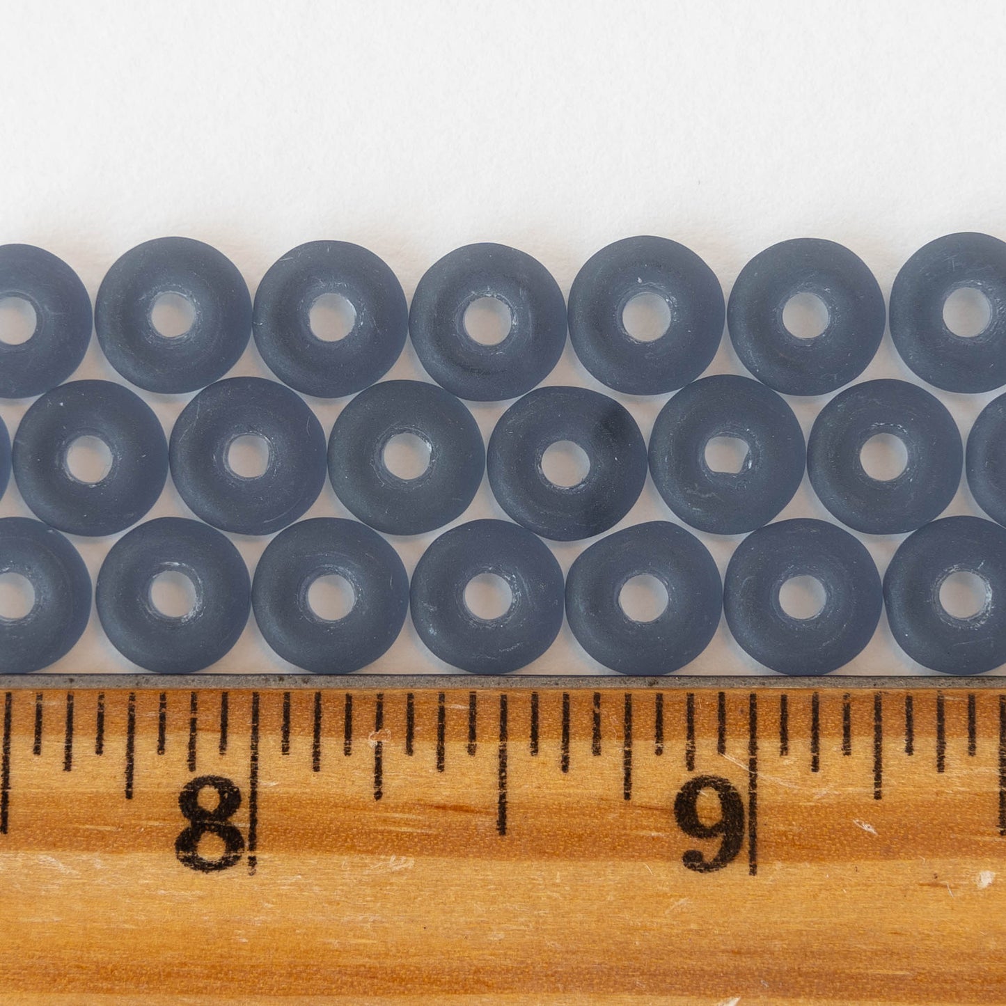 8mm Glass Ring Beads - Matte Montana Blue - 50 or 100 Beads