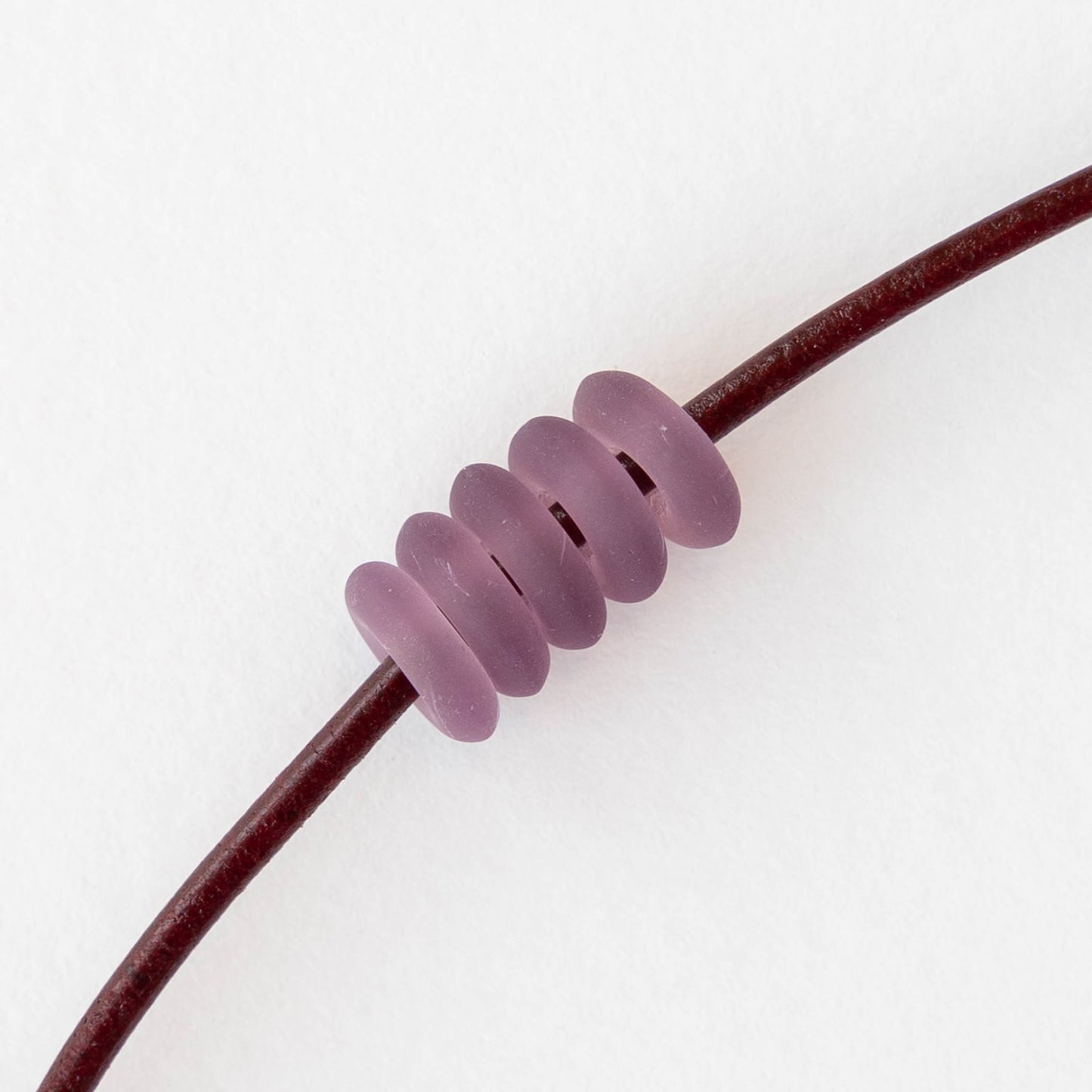 8mm Glass Ring Beads - Matte Amethyst - 50 or 100 Beads