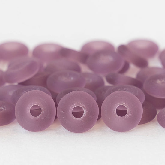 8mm Glass Ring Beads - Matte Amethyst - 50 or 100 Beads