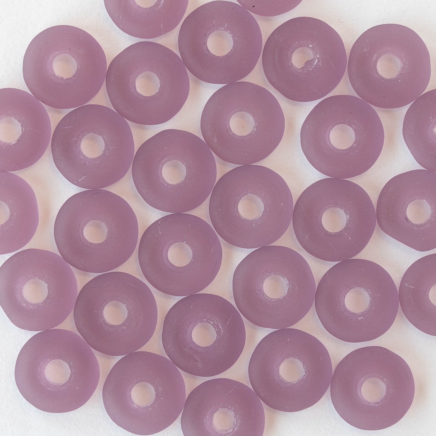 8mm Glass Ring Beads - Matte Amethyst - 50 or 100 Beads