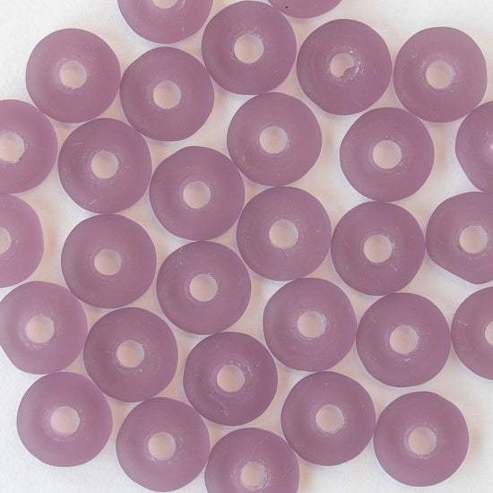 8mm Glass Ring Beads - Matte Amethyst - 50 or 100 Beads