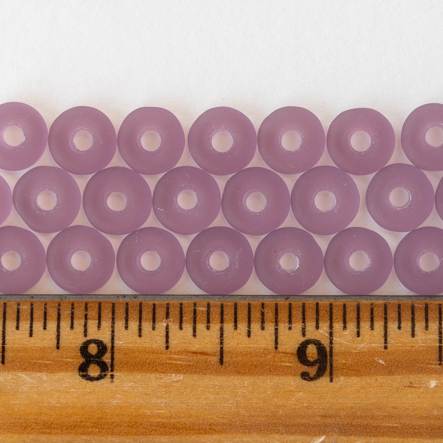 8mm Glass Ring Beads - Matte Amethyst - 50 or 100 Beads