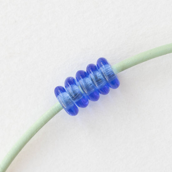 8mm Glass Ring Beads - Transparent Sapphire Blue - 50 or 100 Beads