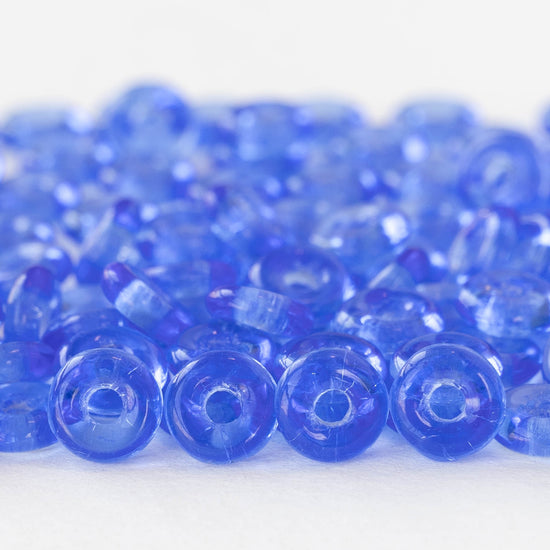 8mm Glass Ring Beads - Transparent Sapphire Blue - 50 or 100 Beads