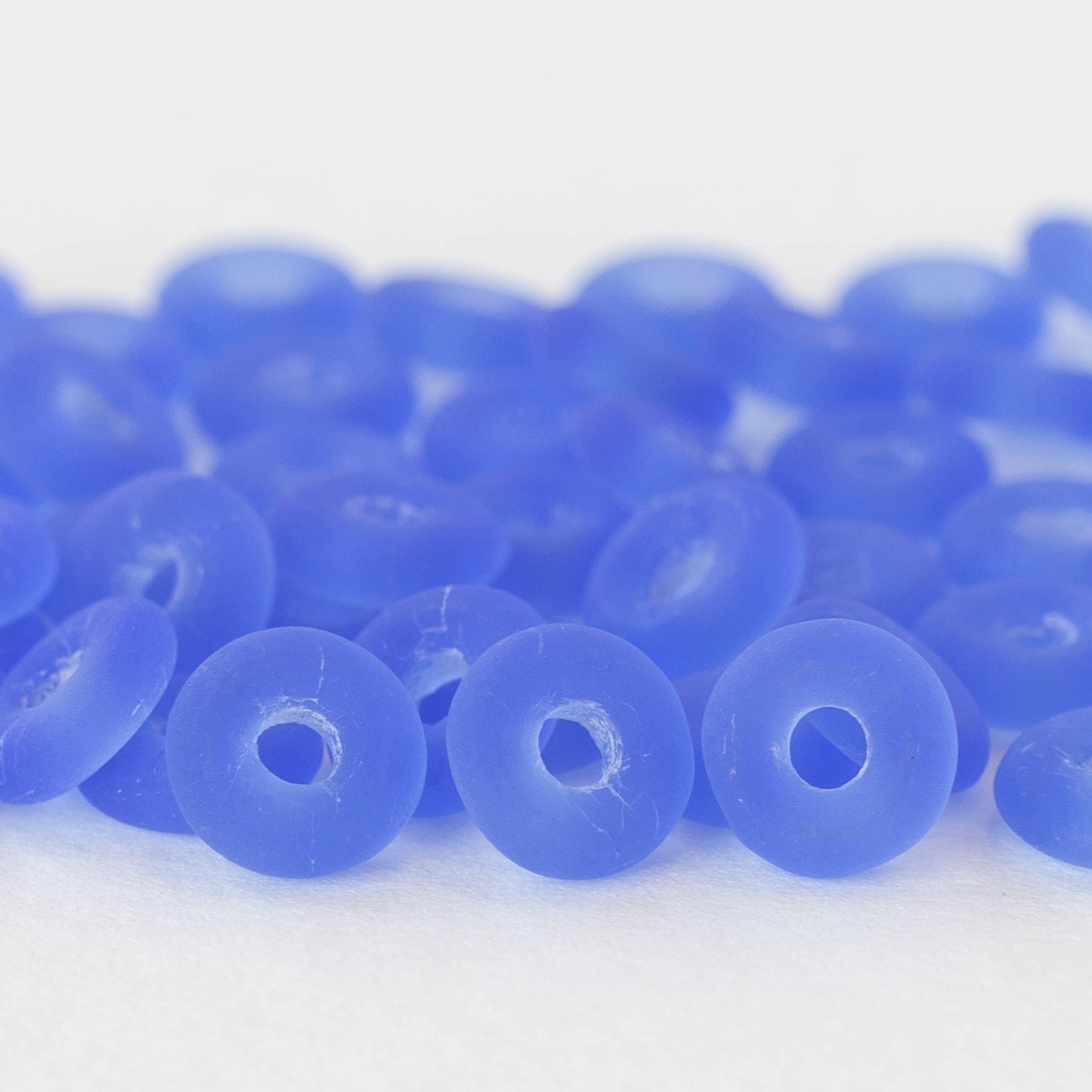 8mm Glass Ring Beads - Matte Sapphire Blue - 50 or 100 Beads