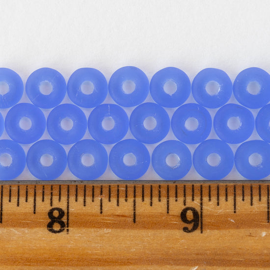 8mm Glass Ring Beads - Matte Sapphire Blue - 50 or 100 Beads