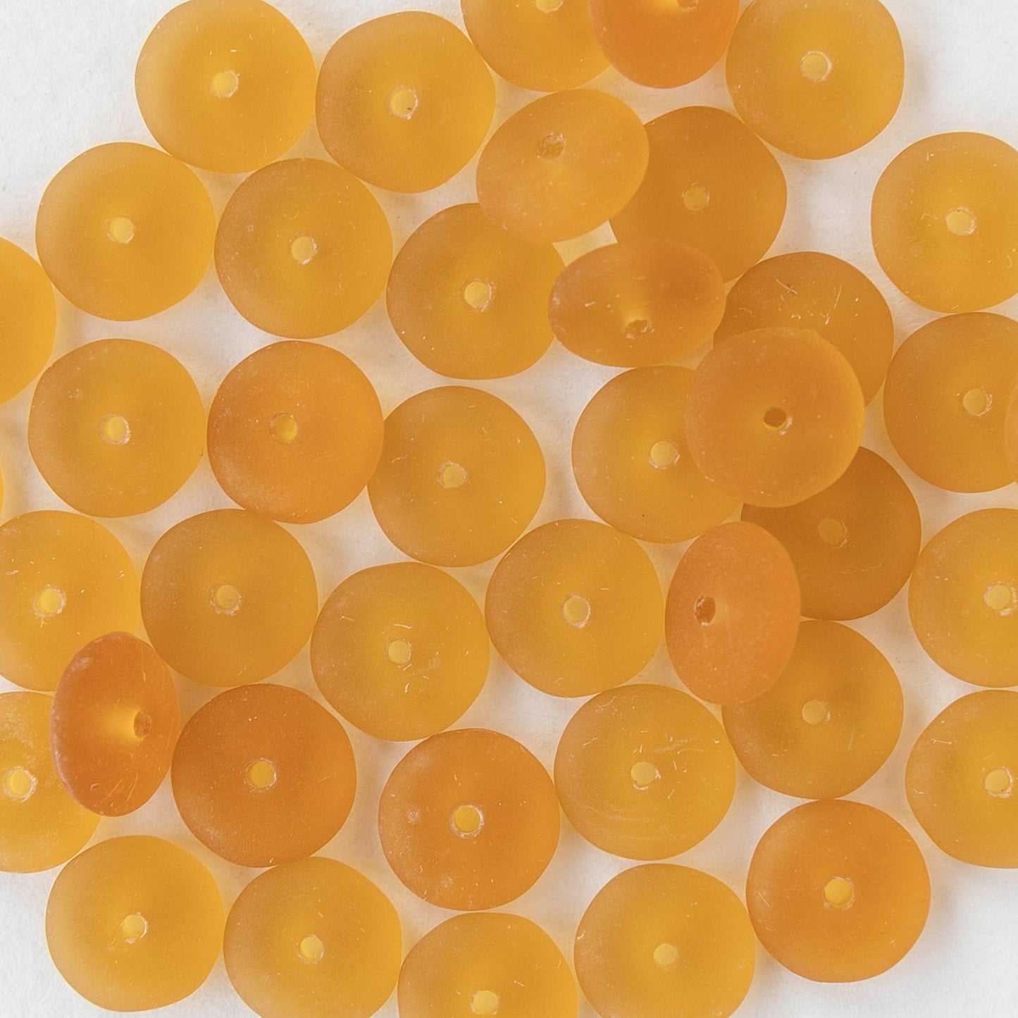 8mm Glass Rondelle Beads - Matte Amber - 50 Beads