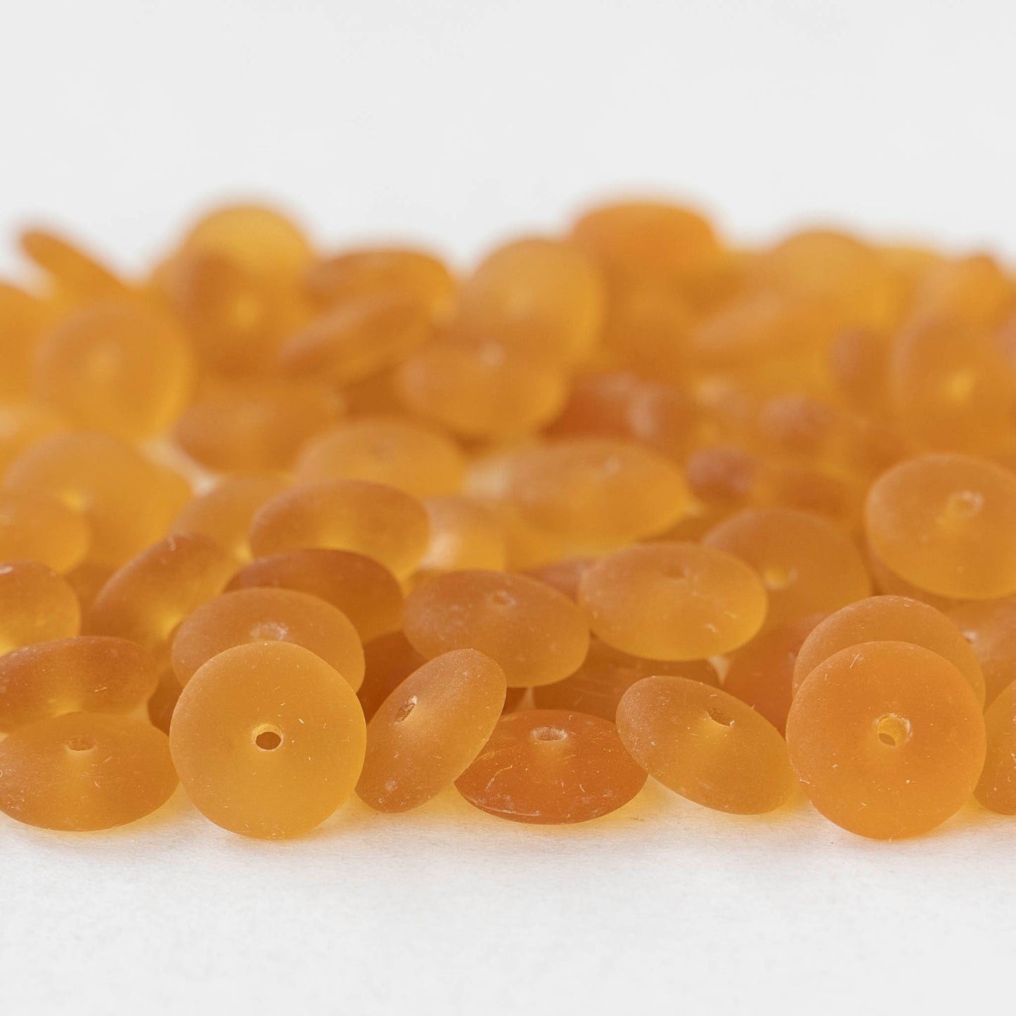 8mm Glass Rondelle Beads - Matte Amber - 30 Beads
