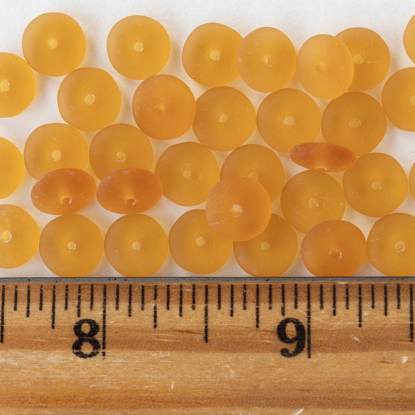 8mm Glass Rondelle Beads - Matte Amber - 30 Beads