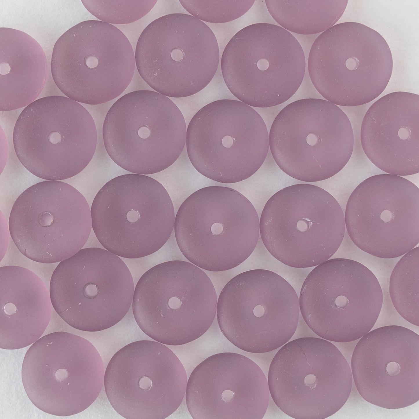8mm Glass Rondelle Beads - Amethyst Matte - 30 Beads