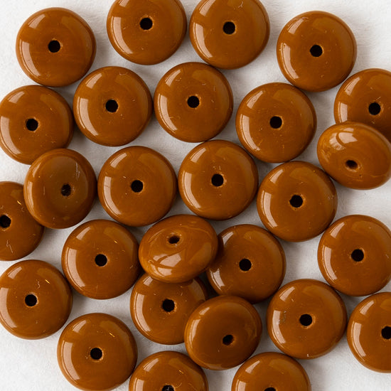 8mm Glass Rondelle Bead - Opaque Brown - 50 Beads