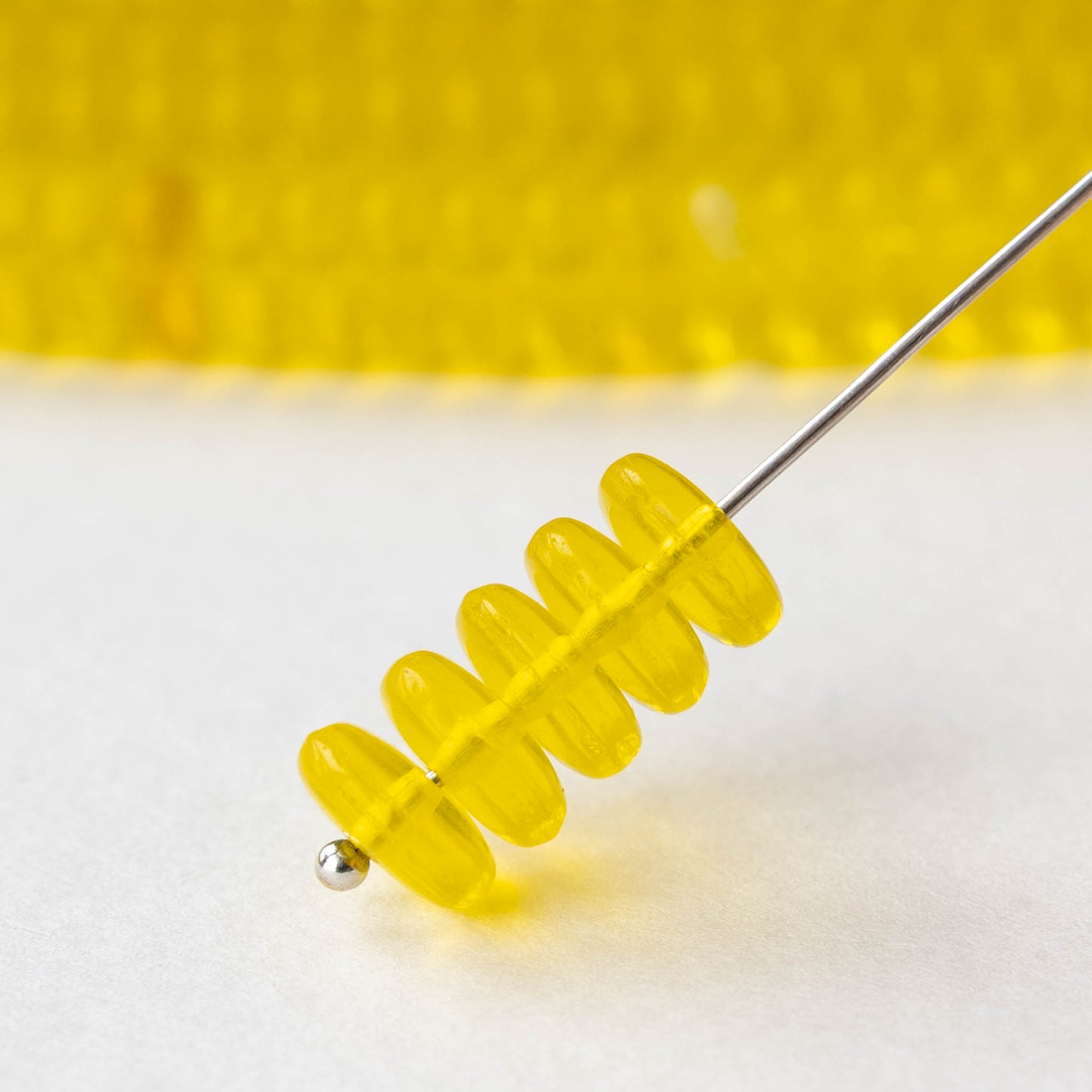 8mm Glass Rondelle Beads - Citrine - 30 Beads