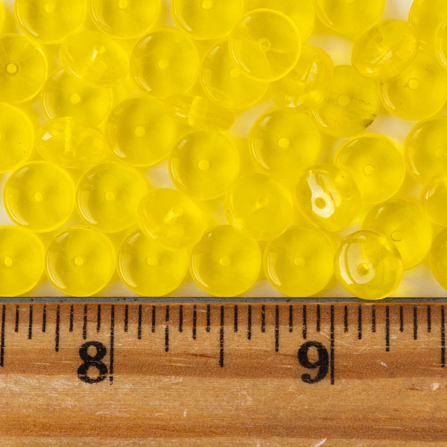 8mm Glass Rondelle Beads - Citrine - 30 Beads