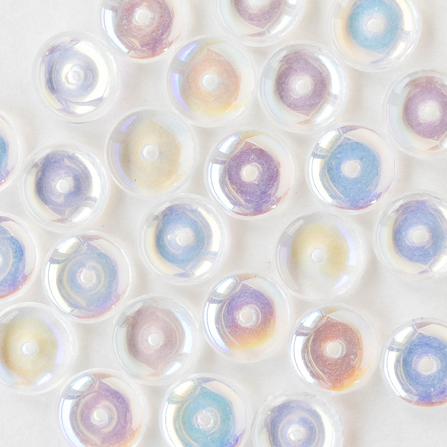 8mm Glass Rondelle Beads - Crystal AB - 50 Beads