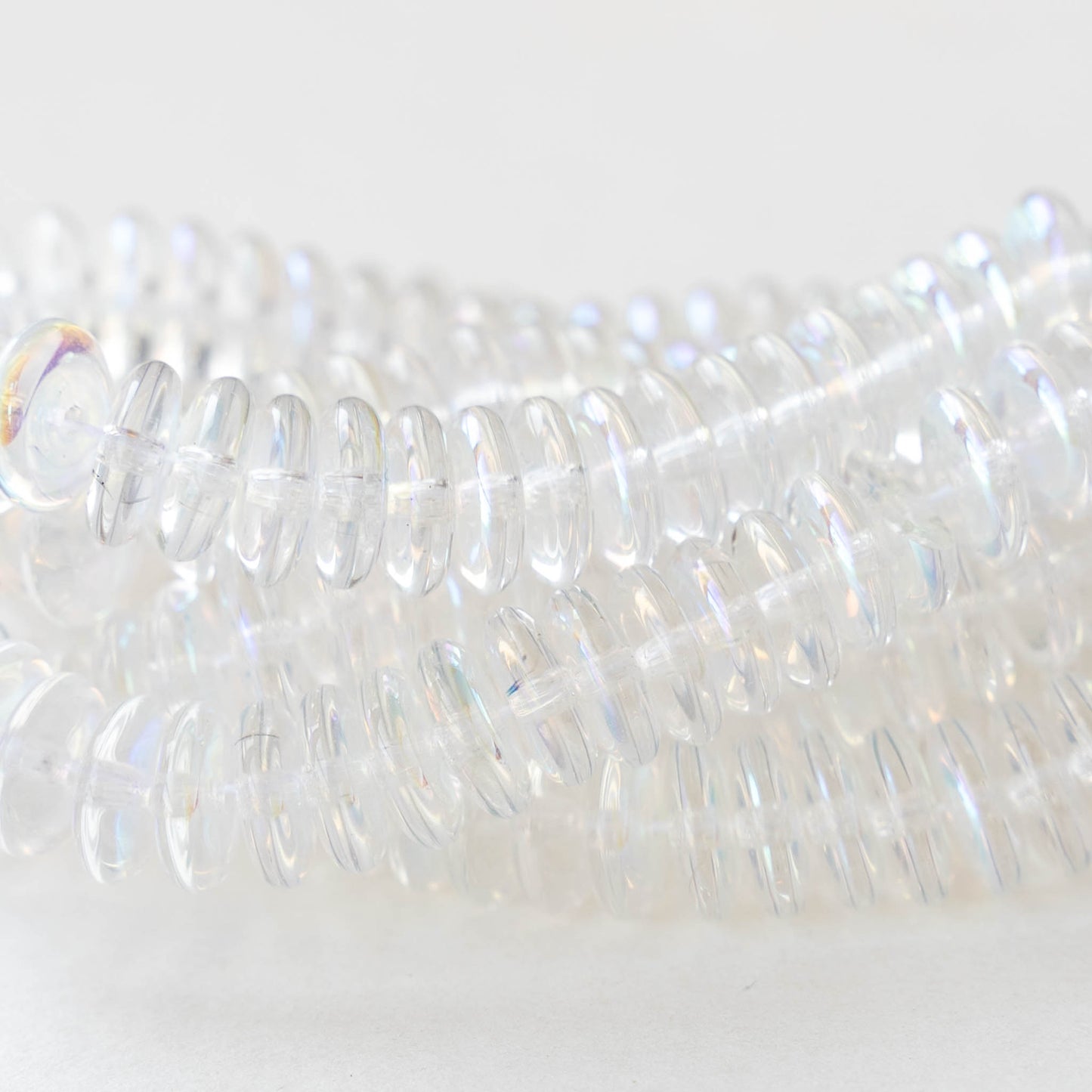 8mm Glass Rondelle Beads - Crystal AB - 50 Beads