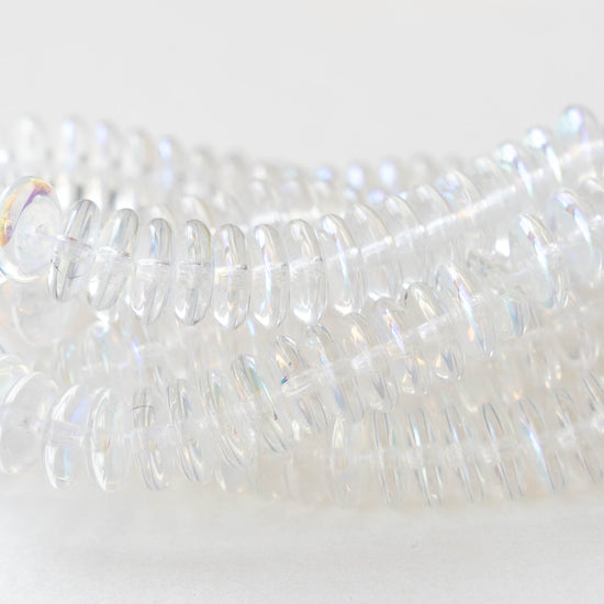 8mm Glass Rondelle Beads - Crystal AB - 50 Beads