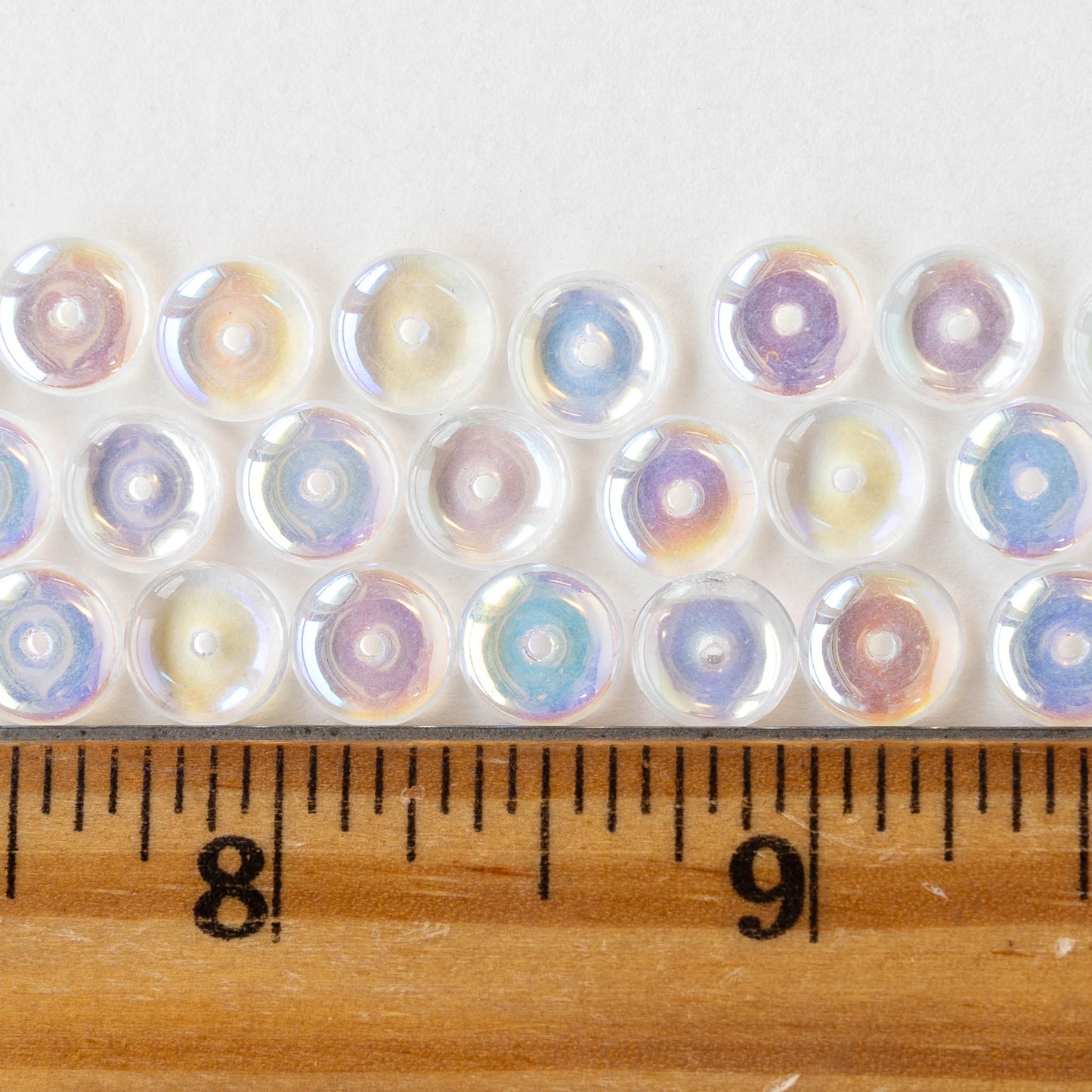 8mm Glass Rondelle Beads - Crystal AB - 50 Beads