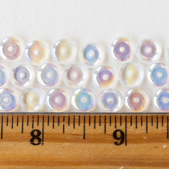 8mm Glass Rondelle Beads - Crystal AB - 50 Beads