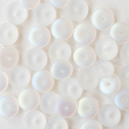 8mm Glass Rondelle Beads - Crystal AB Matte - 50 Beads