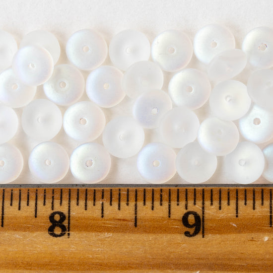 8mm Glass Rondelle Beads - Crystal AB Matte - 50 Beads