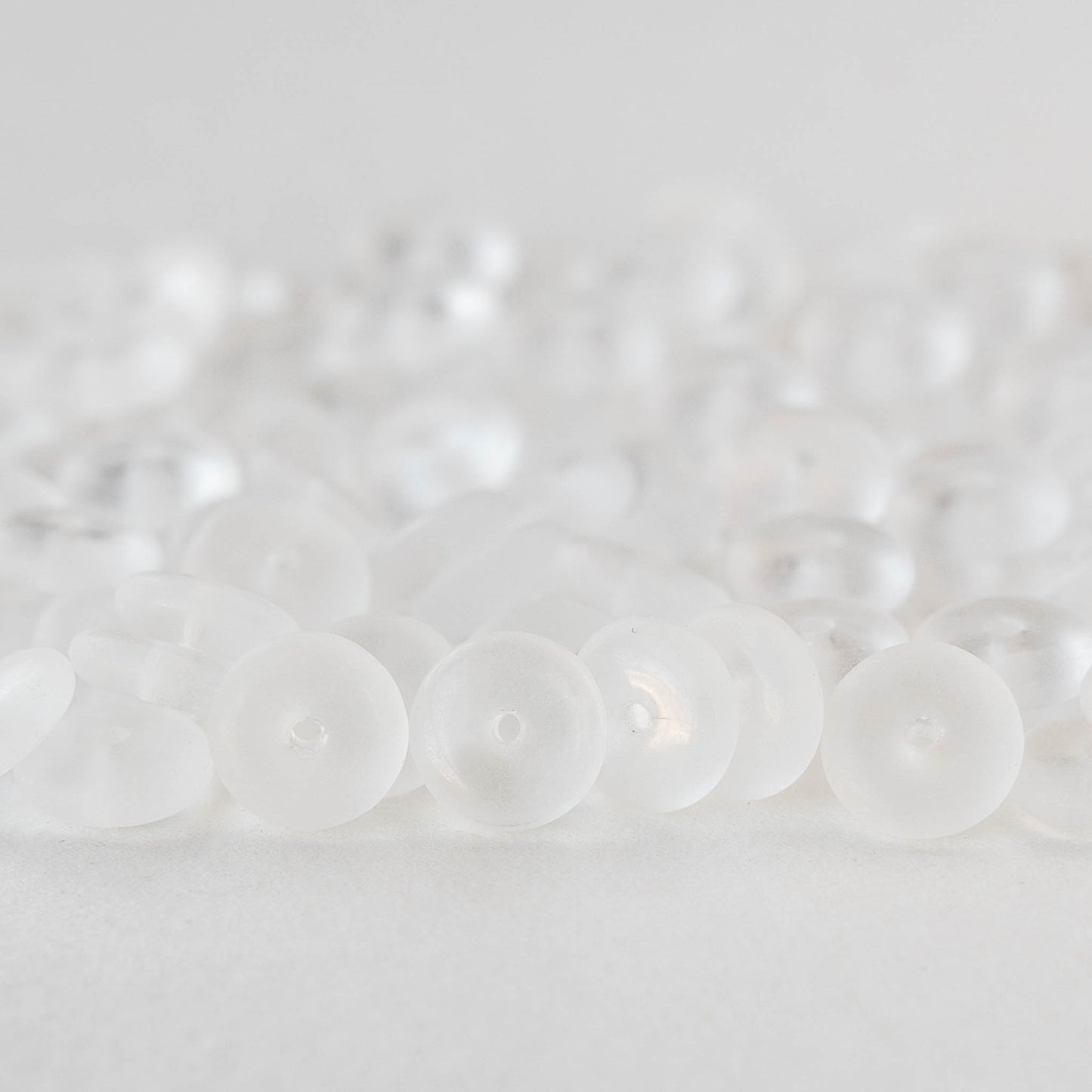 8mm Glass Rondelle Beads - Crystal Matte - 50 Beads