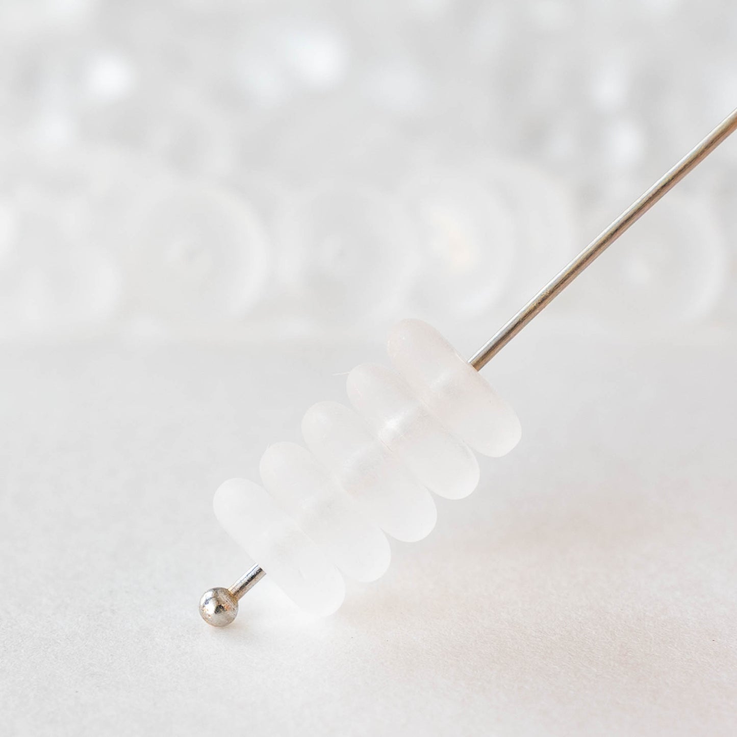 8mm Glass Rondelle Beads - Crystal Matte - 50 Beads