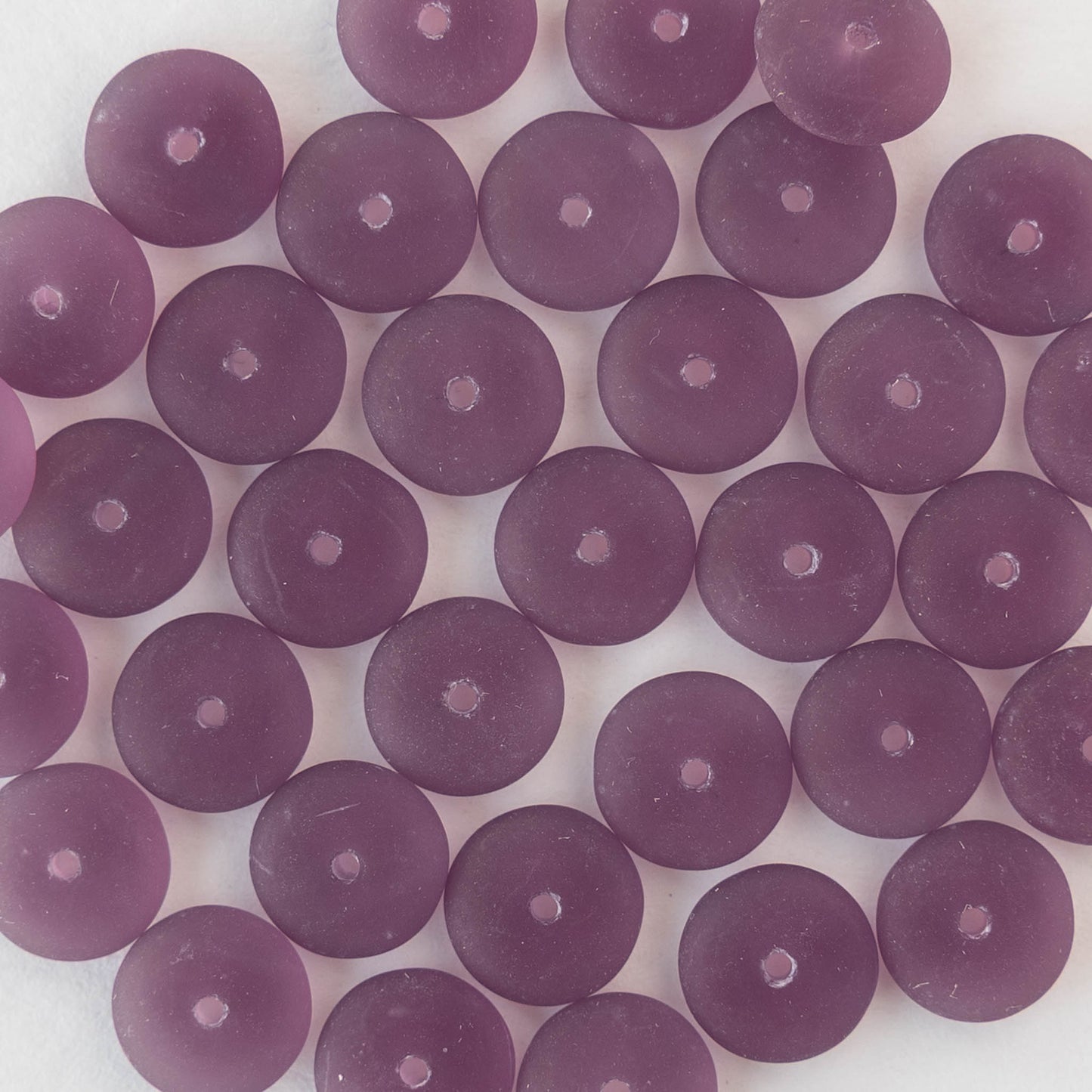 8mm Glass Rondelle Beads - Dark Amethyst Matte - 30 Beads