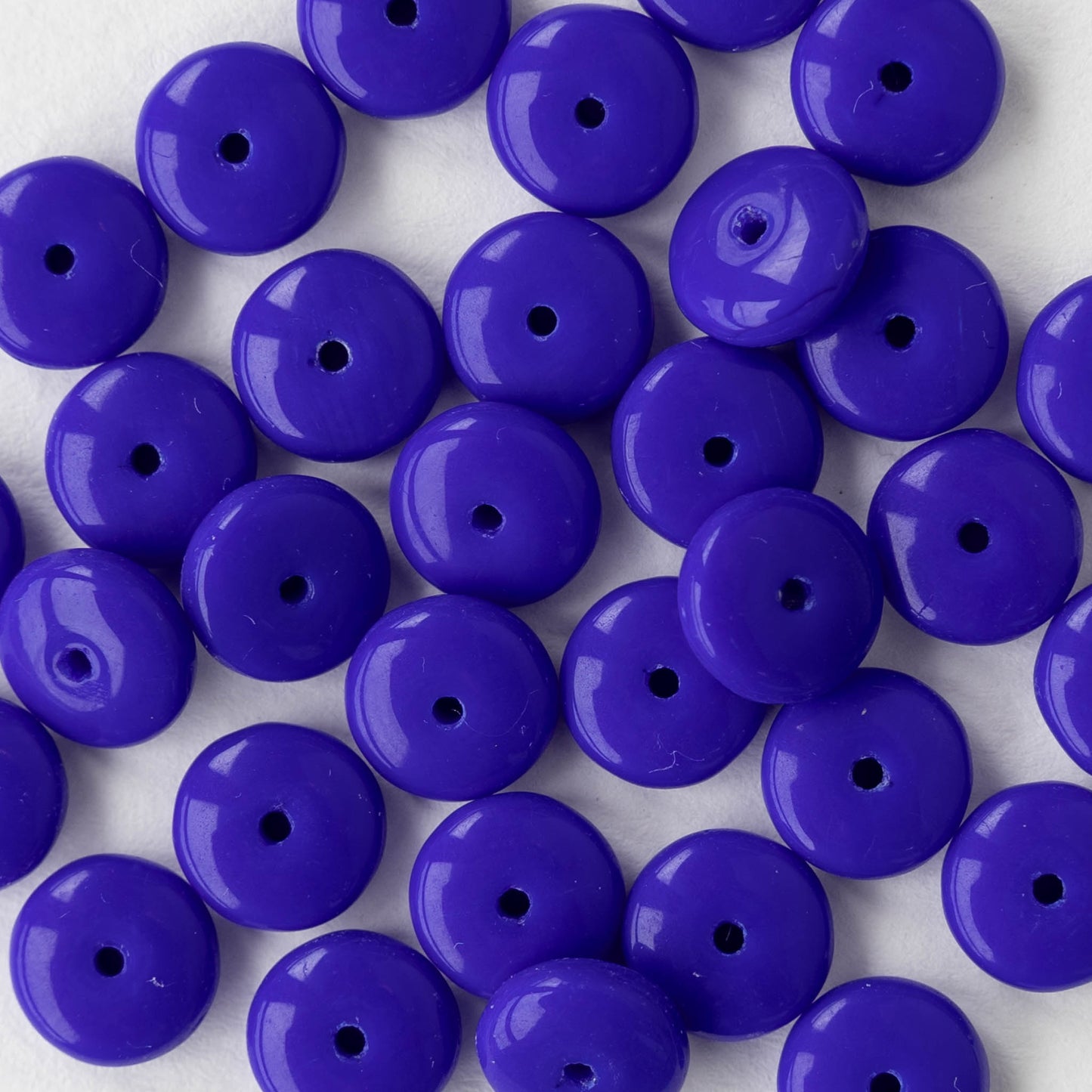 8mm Glass Rondelle Beads - Opaque Dark Blue - 50 Beads