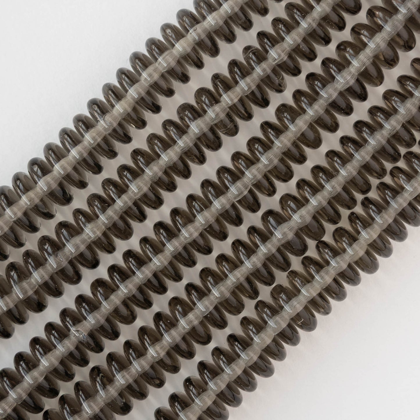 8mm Glass Rondelle Beads - Transparent Gray - 50 Beads