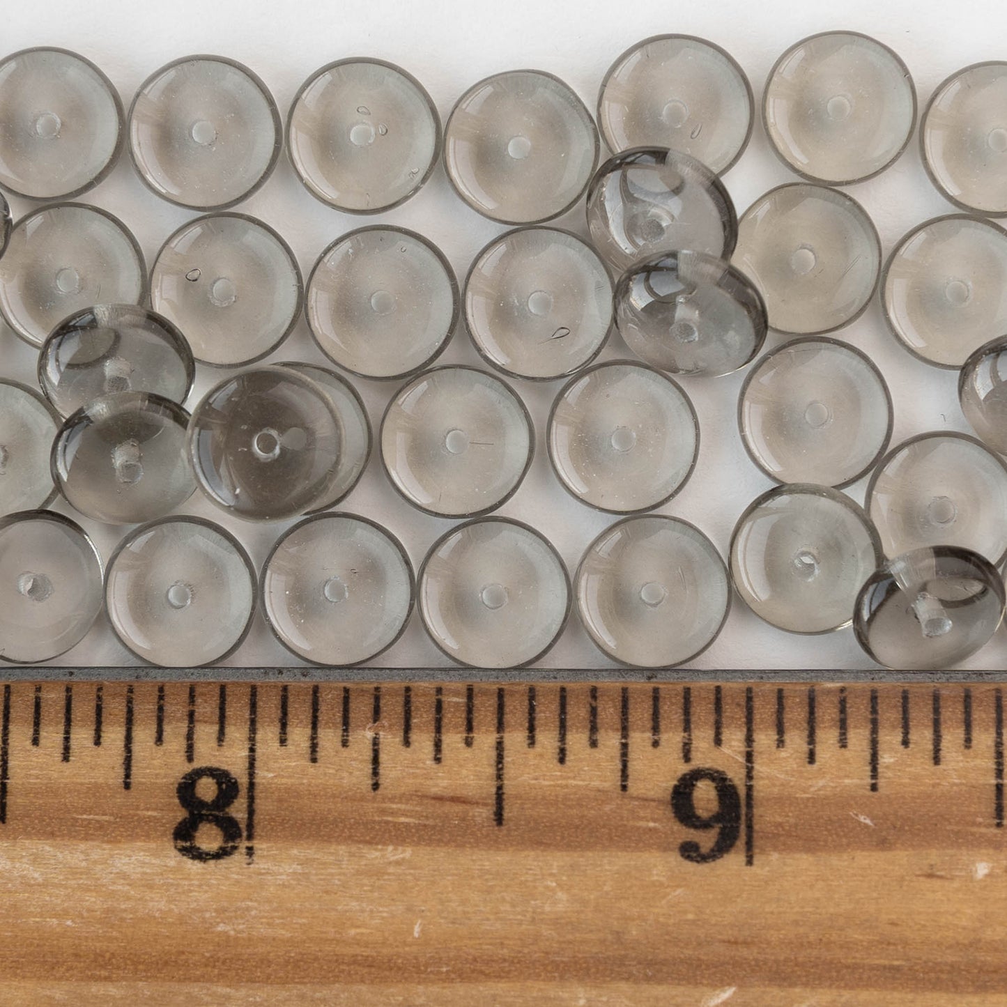 8mm Glass Rondelle Beads - Transparent Gray - 50 Beads