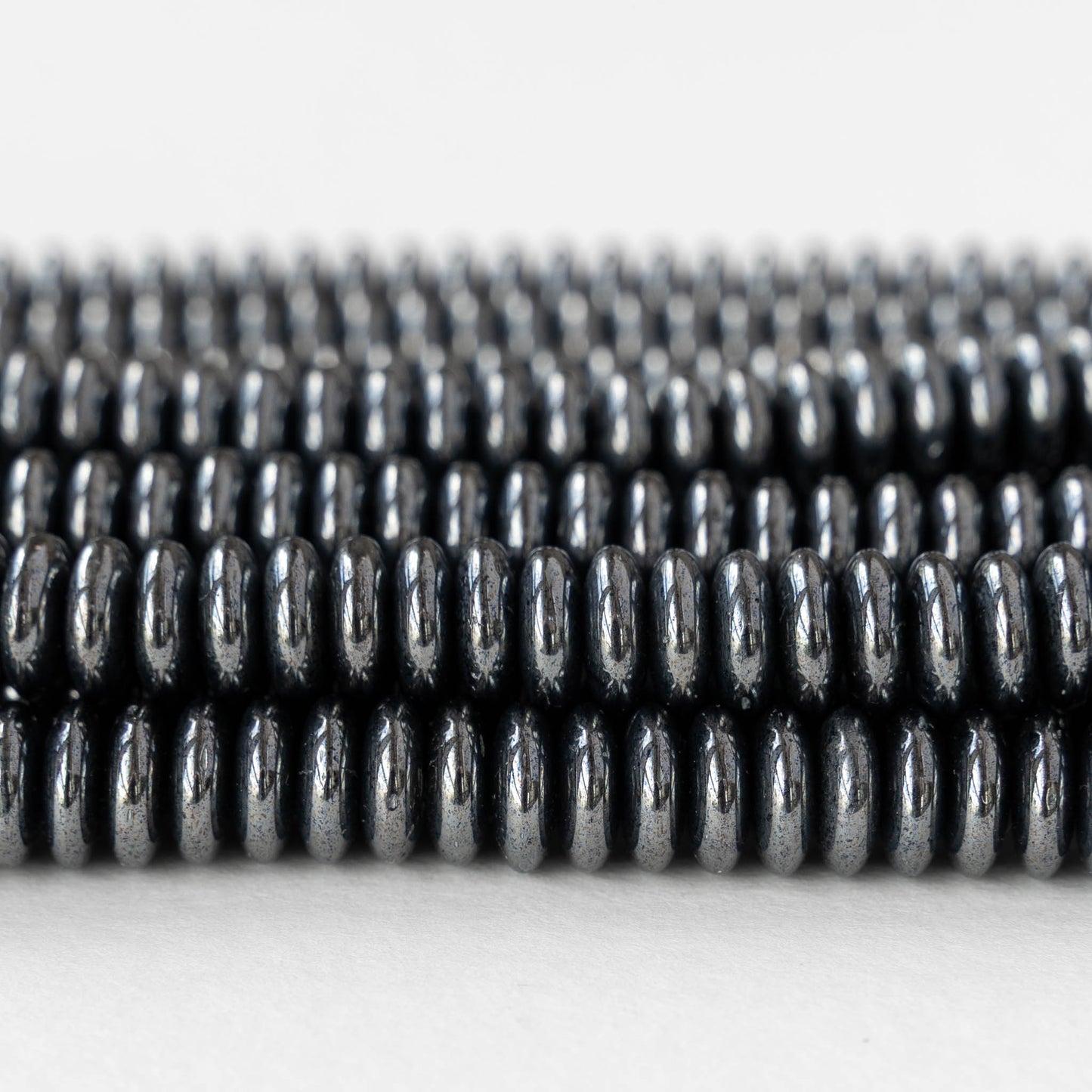 8mm Glass Rondelle Bead - Gunmetal - 30 or 90 Beads